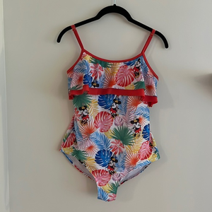 Disney Minnie Mouse Woman’s Ruffle One Piece Swimsuit Size Large-Nice Used Cond.